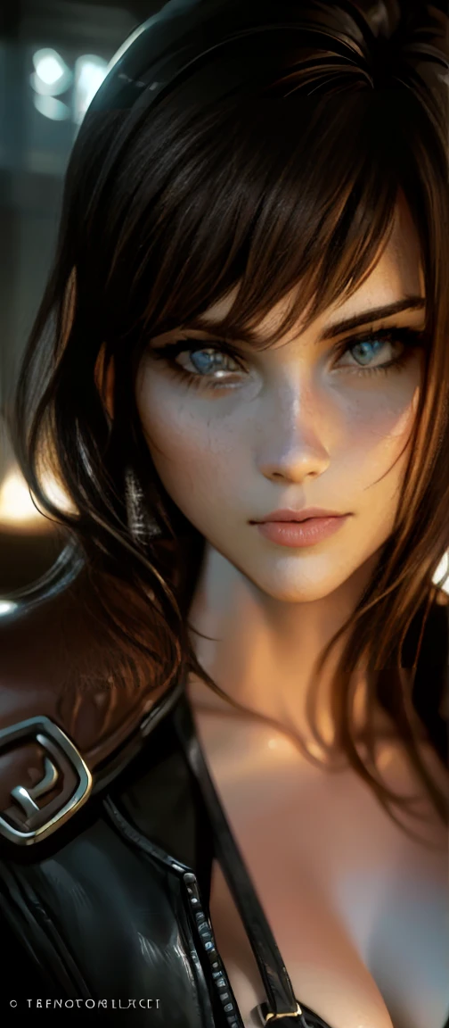 Tifa Lockhart. full body, white background, front view, final fantasy xvi style , photorealistic, highly detailed, cinematic lighting, dramatic colors, elegant, glamorous, fashion portrait