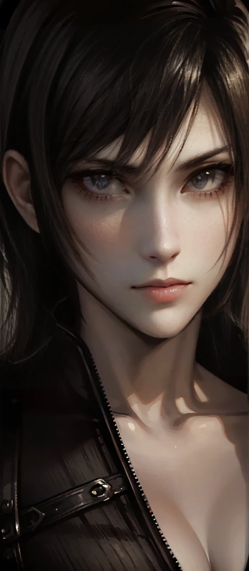 Tifa Lockhart. full body, white background, front view, final fantasy xvi style , photorealistic, highly detailed, cinematic lighting, dramatic colors, elegant, glamorous, fashion portrait