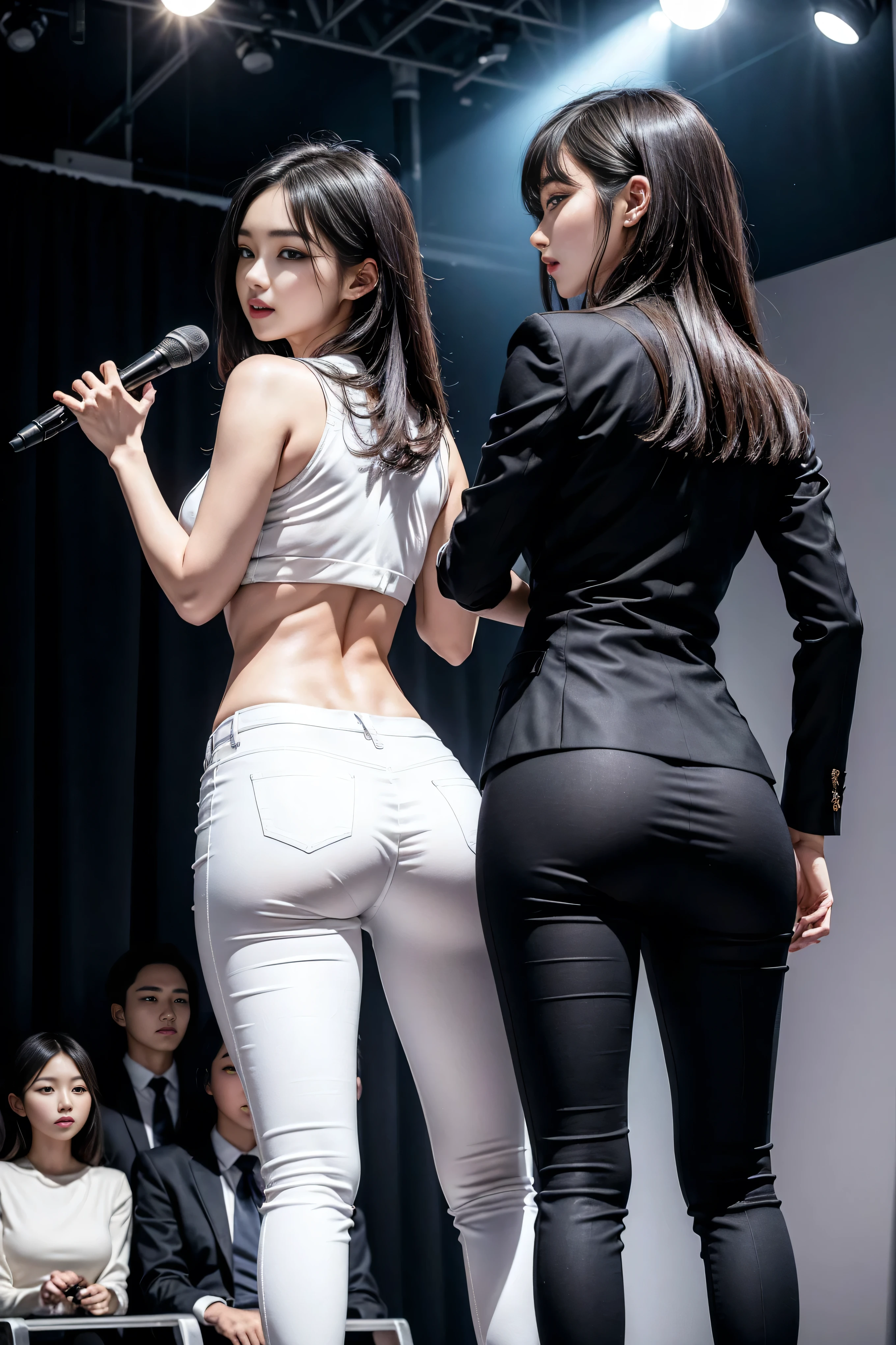 (Highly realistic photos, High resolution, Detailed face, Fine grain), Japanese women, 21 years old, Various expressions, alone:1, Thin body type, Medium chest, Accentuates a very slim waist, Beautiful ass, Mr.々Hair style, Looking back at the audience, 写真にaloneいる