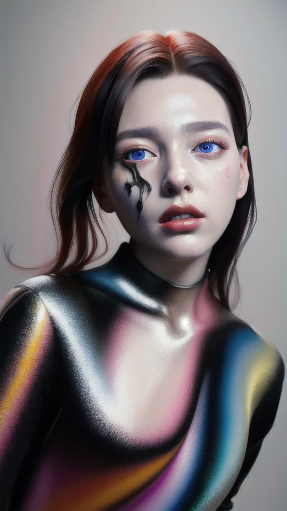 Android Beauty, Powerful paintings inspired by Francis Bacon, Ultra-realistic surrealism, Hyperrealism, fear, art, hyper real painting, Realistic illustration painting, カラフルなHyperrealism, Hyper-realistic digital art