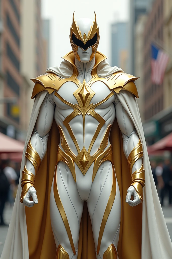 1. Generate a 3D render of a superhero dressed in a pristine white suit adorned with ornate, gothic-style reliefs made of gold and marble. The superhero stands confidently in the middle of a city street, surrounded by the smoky aftermath of a demolished cityscape. The scene is illuminated by scattered beams of light.
2. Create a 3D visualization of a heroic figure clad in a white costume embellished with intricate gothic motifs, executed in luxurious gold and marble. This superhero is positioned amidst the rubble-strewn streets of a devastated urban environment, enveloped in a haze of smoke and punctuated by scattered beams of light.
3. Render a 3D image portraying a superhero donned in a pristine white suit, richly decorated with gothic-style reliefs featuring opulent gold and marble elements. The heroic figure stands resolutely within a city street that has crumbled into ruins, shrouded in an ethereal mist of smoke and illuminated by sporadic beams of light.
Feel free to use these prompts with your Stable Diffusion AI to generate your desired 3D render based on the description.