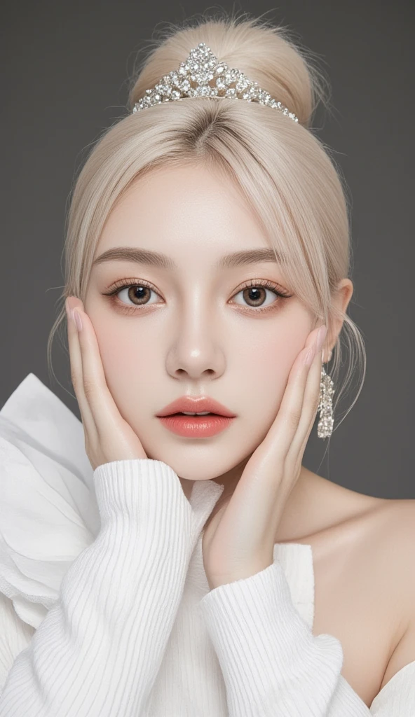 high quality,  white skin, Real human skin , ( detailed), Oval face, aperture,  Ultra HD, (8K, RAW Photography, Realistic photos: 1.4),  a girl , , (gentle goddess eyes) happiness: 1.2), (Lip Gloss, eyelash, Scrub face,  best quality,  Ultra HD, Wide lighting,  Natural Shadows )