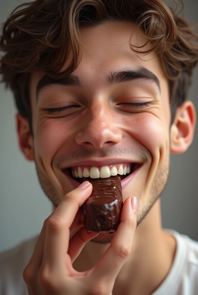 Eat chocolate male good looking smile 1 Sportsman