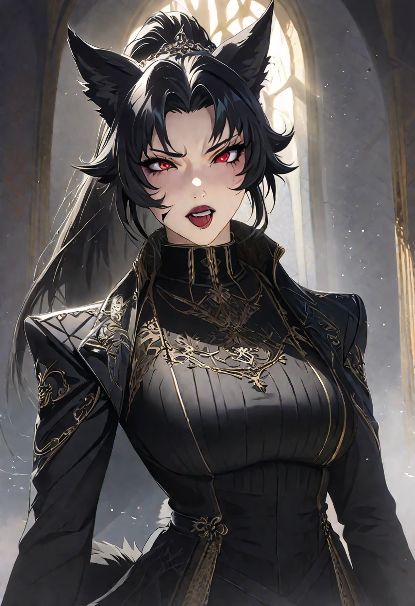 detailed portrait of a black-furred rabbit holding two katanas wearing a bounty hunter outfit, hyper-realistic, 8k, highly detailed, masterpiece, intricate details, cinematic lighting, dramatic shadows, vibrant colors, digital art