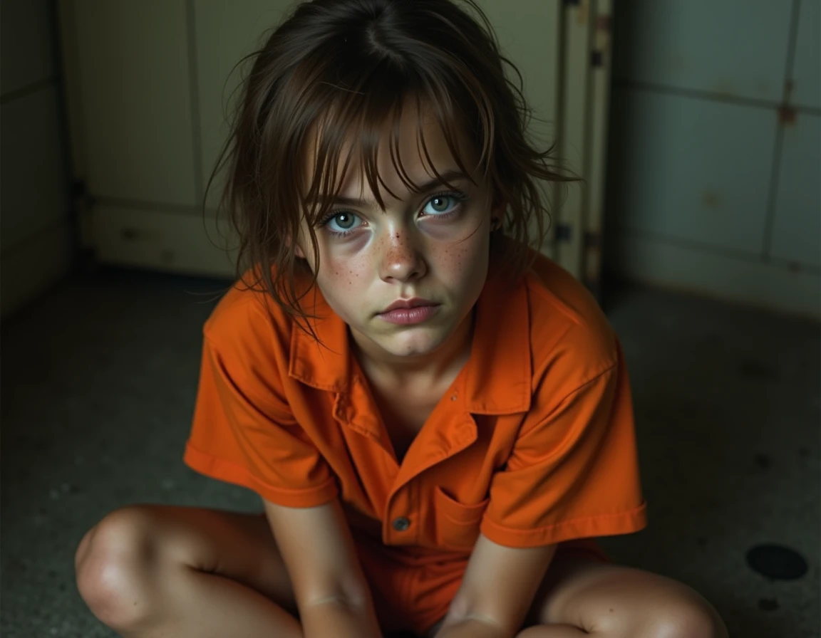 A Realistic New Zealand Girl With Short Brown Hair Wearing An Orange Prison Top Seaart Ai