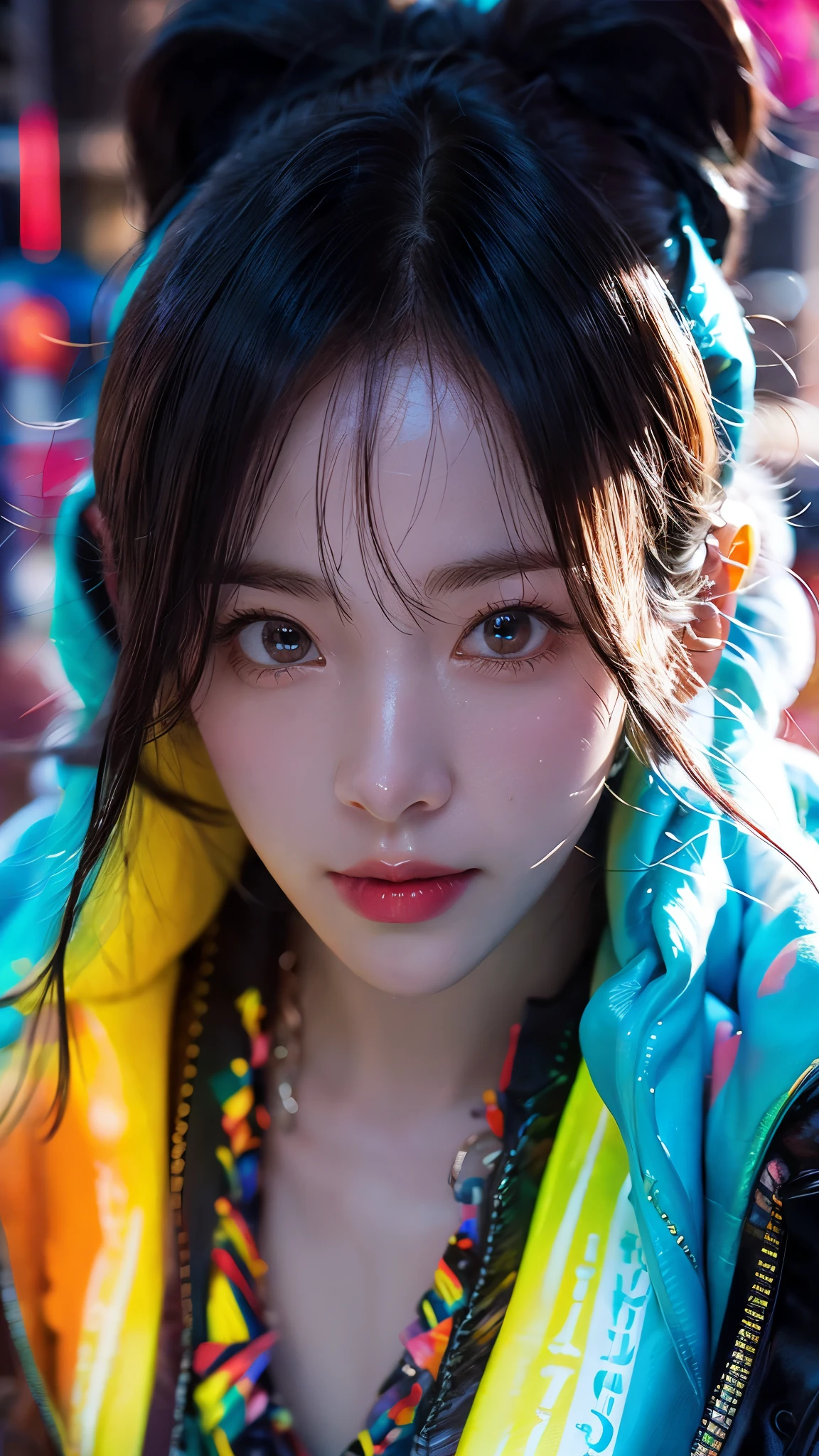 glow in the dark, paint splatter, Captivating psychedelic surreal neon amazing universe beautiful gorgeous women in a bright colorful neon light, Mark Ryden, Daniel Merriam, Bright neon colors in the style of Frank Frazetta and Boris Vallejov, fashion clothes, sandal, Very realistic, Triple, fancy, beautiful, Detail, Complex Detail, Very detailed, Oil painting, complex colors,