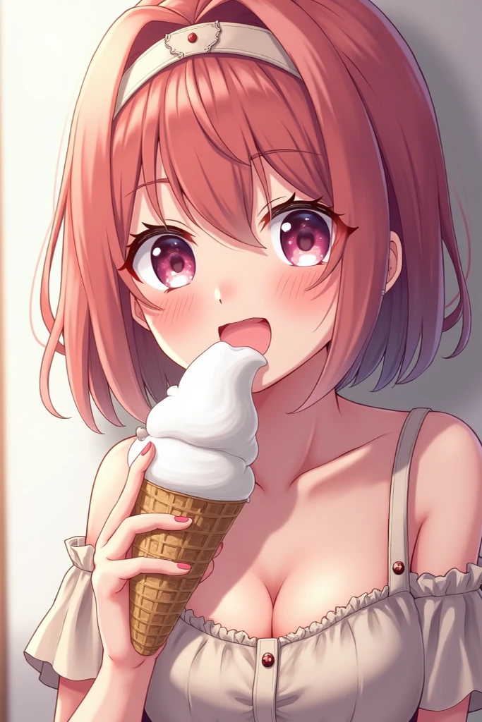 (One girl),(Best image quality, 32K, masterpiece:1.3), Anatomically correct, ((Pink Bob Cut:1.1)),(Swept-apart bangs,), (Cute eyes, Blue Eyes), (Mole under right eye), (thin), (Large Breasts),(Glowing Skin:1.1),(Pale skin:1.2),(Fantasyな雰囲気),(look up),Ultra-high resolution, Textured skin, Sparkle Effect, Fantasy,Bright Eyes,high school student,
Black lace panties,black lace bra,Braiding, Wet body,Sweat,White mucus in the mouth,White mucus on chest,
Eating a white popsicle,On all fours,Saliva stringing,
Night view,High-rise apartment,moonlight,White bed,Proud face,