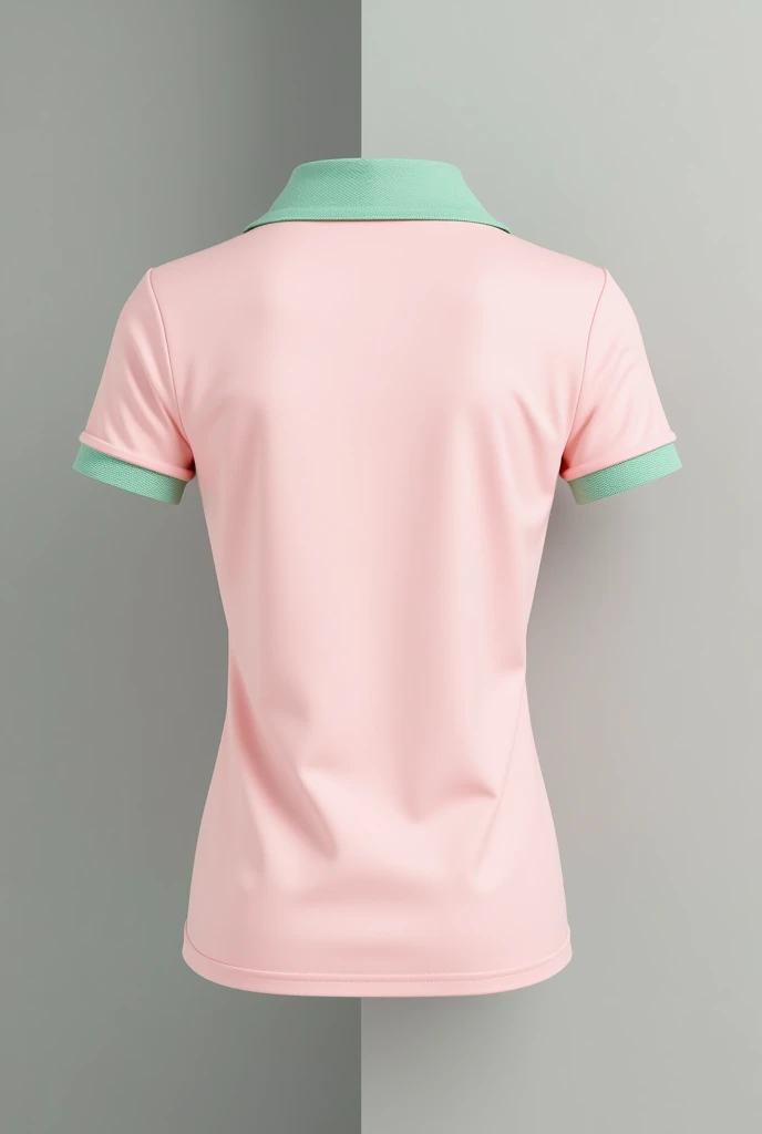 Pink women's polo shirt from behind