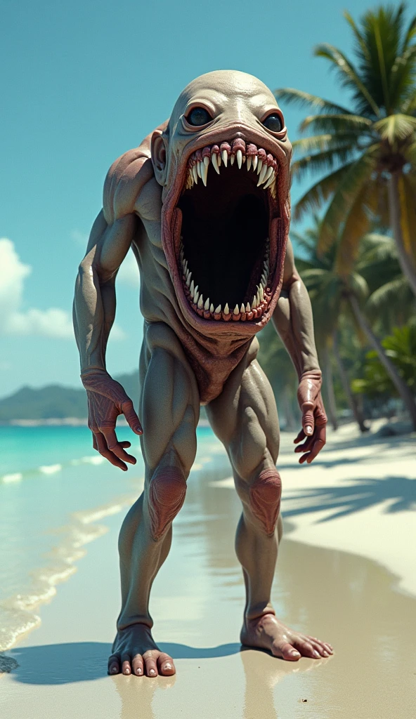 Venom makes the statue of venom with sand on beach