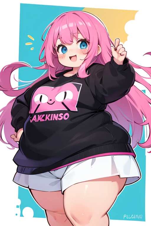 ((masterpiece:1.2, best quality)),(kawaii:1.2)
BREAK
(:1.4), (,:1.4),{perfect cute girl}
BREAK
(fat,plump,obese:1.2)
BREAK
oversized clothes, happiness, blue eyes, pink hair
BREAK
dynamic angle