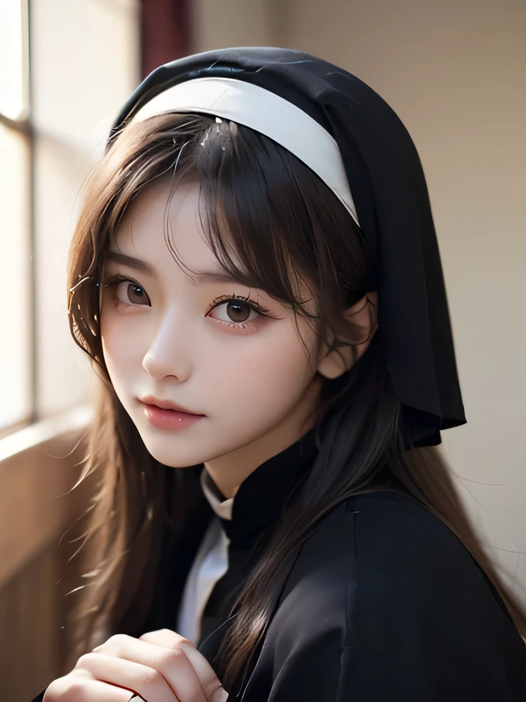 ((( best quality))), ((masterpiece)), ( Details), (( 18-year-old woman wearing priest's clothes and a 60-year-old male )), ((((((girl in sister clothes and fat priest)))))),{ girl,Wearing a nun's clothes,((( Tight Stomach ,細身の体))),(( camel toe,Camel hoof)), (( GROWING SKIN, white skin)), Mysterious Light, (((( Angle that captures the face and whole body )))), ((( well-prepared face))), (( big eyes)), ((((((Droopy eyes)))))), (((( accurate anatomy )))), Completely-valid , eyeshadow, earrings for a woman alone, Necklaces }, {male,A }, woman is standing facing front ,((( man is standing behind woman ))), man is holding woman from behind , male touching a woman's chest,