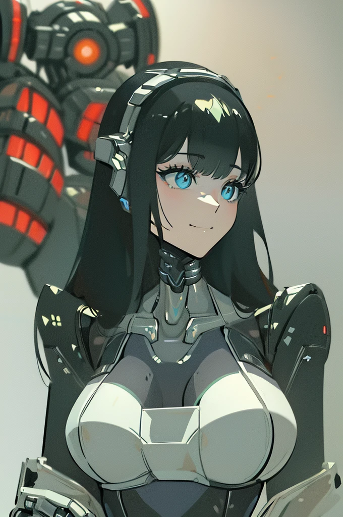 (masterpiece),(Highest quality),(Super detailed),(Best illustrations),(Best Shadow),(Absurd),(Detailed Background),(so beautiful), 16K, 8K, 4K,(Best Shadow),empty eyes,robotization,woman ,big bust,Robot Joint ,Metal skin,Black Suit,long hair,a black suit that covers the whole body,robot hand,cyber bodysuit,metal cat ear