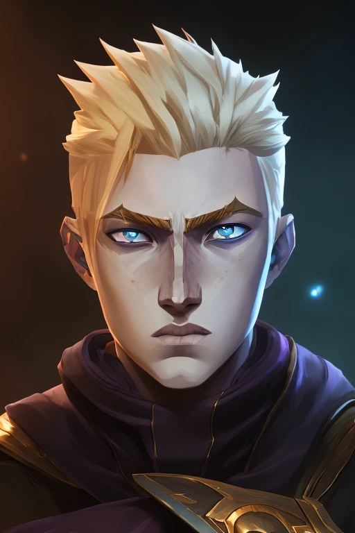  The blond guy with blue eyes,  Star wanderer, Arcane series style , League of Legends game, Arcane series, Kind, calm look,  highly detailed , deep color,  golden hair