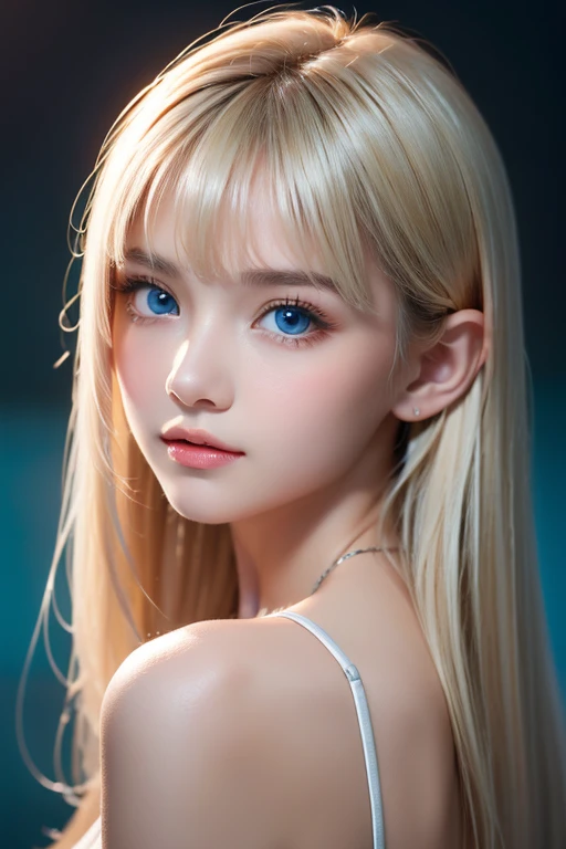 ((Highest quality、8k、masterpiece、Realistic live action:1.3))、Sharpness:1.2、Perfect body beauty:1.4、Slim Abs:1.2, A surprisingly cute and kind woman, 、Cyberpunk clothing,, Highly detailed skin texture, Intricately detailed, double eyelid, Beautiful thin nose, (Sharp Focus:1.1), (Shiny beige hair, Medium Straight Hair ), Beautiful Skin, Big eyes, pupils shine, 、Additional HD , masterpiece、(Realistic live action)、Close-up shot