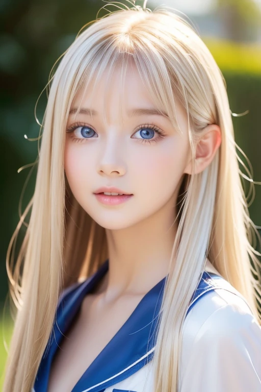  portrait、 cheerleader uniform、 open shirt 、 Gentle Expression 、young、 shiny、radiant white shiny skin 、Ultimate beauty、The ultimate beauty、The most beautiful bright 、 beautiful platinum blonde hair jumping back、 super long silky straight hair、 cleavage、 shiny、Beautiful bangs、big、 very bright sparkling light blue eyes 、 transparent and charming very beautiful very adorable cute   girl、 Sufficient Bust 、The beauty of a small face、Round face、bangs、Bangs between the eyes、 very long hair 、 hair to hide one eye、 Shiny hair、 straight hair、Eye hair、 too much hair 、