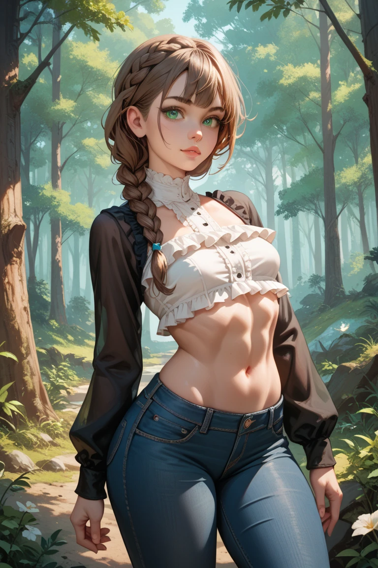 masterpiece, Highest quality,  Unreal Engine,  Super Resolution,  Very detailed, 

1 girl, PM Cent,One Girl, Brown Hair,Face Paint, Mask on head,fur,head band,Earrings, tooth necklace, clavicle,Expose your shoulders,Bare arms,bracelet,fur cape, shirt, Black Skirt, boots, Waist,  thin,  (Muscular:0.8), (Big Breasts), bold, Lips parted,  Observe the audience, 

Are standing, In a dynamic pose,  Cowboy Shot, 

The World of Princess Mononoke, In the forest with a lake,  Key Visual, 

(Sticky with sweat),
