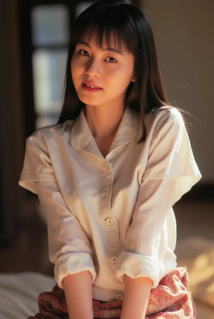 (((Mika, 1girl, solo, close-up))), 8k, raw photo, perfectly focused, best focus, realistic skin texture, masterpiece, highest quality, photorealistic, (((shirt))), in a room