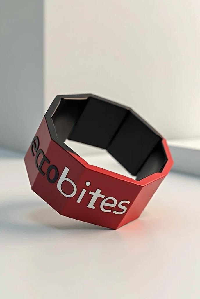 Red round bottom Broche, with soft black outline, with a WHITE TRIDENT with three sharp, thorn-like points in the middle of the broce bottom and written Atlantic RolePlay below, blank. Well-detailed and being held by a human male hand with 5 fingers. background inside an apartment, at the window, facing a forest.
