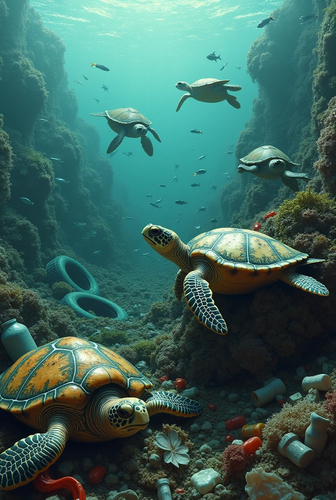one sea turtle
