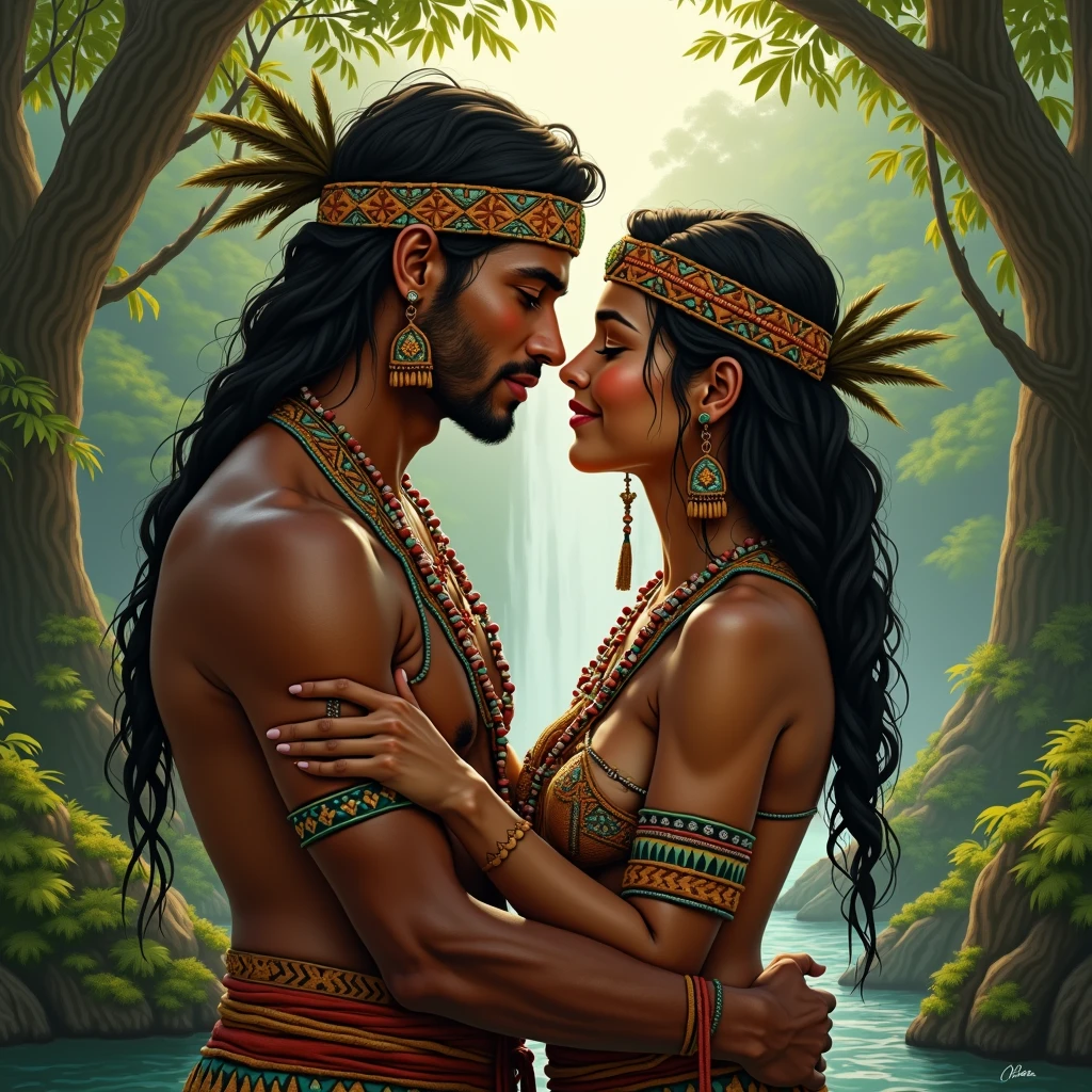 woods, two men having sex wearing indigenous ankle bracelets