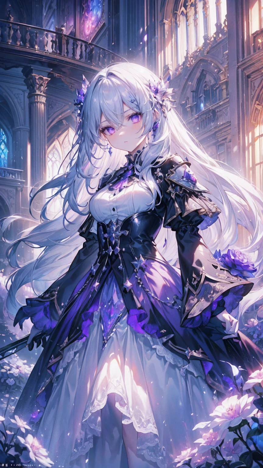(masterpiece), ((highest quality)),(Official Art),Beautiful luxury:1.3),(dress),(1 girl: 1.3), A beautiful witch wearing a dress with a detailed and intricate design, Sealed in crystal, A large tree that grows by absorbing the sealed crystal.. Glowing faintly in the midnight moonlight. Detail view. Bright colors. colorful, Most detailed ((Very detailed)), (Highly detailed 2D illustration), ((Very delicate and beautiful))
