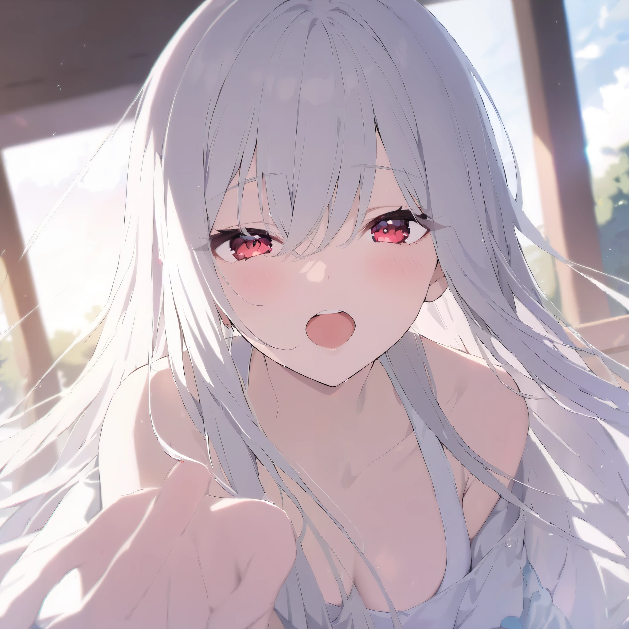 high quality、Silver-haired 、Naked and covered in sperm, crying