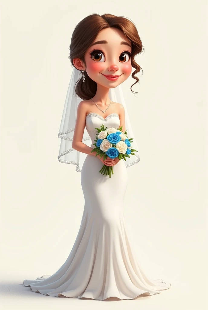 Generate a 2D caricature-like image of a bride posing in front and with ...