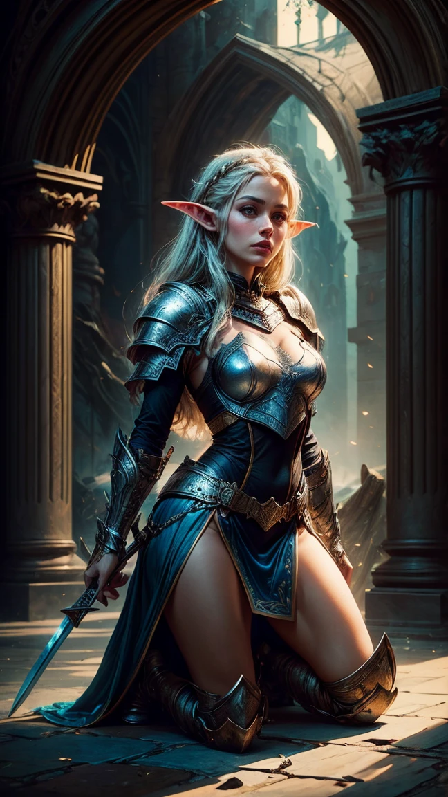 8k,Ultra-high resolution、Masterpiece、Big smile、Photorealistic、Astonishingly beautiful realistic portrait of a Western woman、Beautiful Woman Photos、Symmetrical, realistic face with great detail、Highly detailed textures、Bright colors、Detailed background elements、Deep sense of depth、Unique lighting effects、Complex composition techniques、Camera angles that emphasize the beauty of the character and environment、 Depth and atmosphere、Elaborate details and clarity、((Elvish、expensive、Bust Shot、Focus from the chest up,Lean and muscular physique、Ultra detailed face、Ultra-realistic textures、Detailed eyes、High quality eyes、High quality face、Shining Face、blue eyes))、(((Blonde、Perfect hands)))、In front of the city gates,(Extremely intricate black leather armor、Red Cape、Leather Belt、Knee-high boots、Black gloves、Bracers))、ダークFantasy、Detailed hand drawing、Looking at the audienceください,Mysterious look、Fantasyの背景、Rim Light、Ultra-high resolution、Film Grain、Best Shadow、delicate、to be born、Particles of light、Fine skin、Intricate details、Very detailed、A powerful deception、 Fantasy,Perfect lighting、Looking at the audience、Cinema Lighting、wonderful,Muscular Beauty,Dynamic pose,Very large breasts,