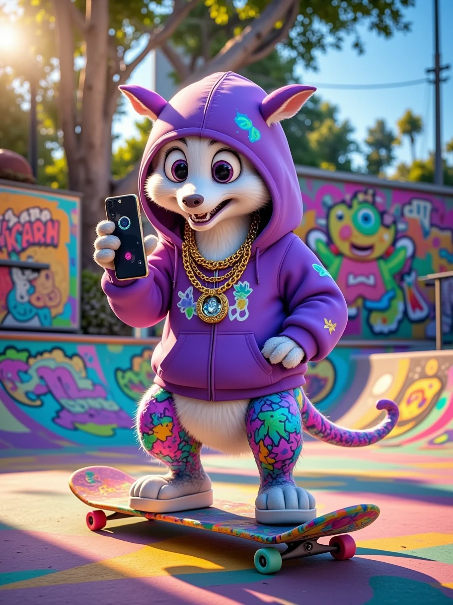  film grain ，Photo photography ，Movie，watermark, Kinin, skateboard, purple hoodie, cell phone