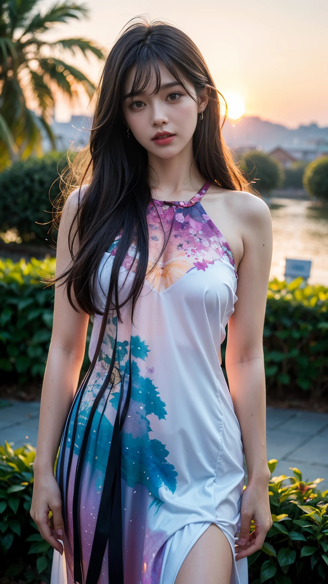 masterpiece、highest quality、cinema、(Details of both eyes)、(cute japanese woman、bangs:1.3)、23 years old、1 girl、elegant、black hair、(auraroid photo:1.2)、night、(shy:1.9)