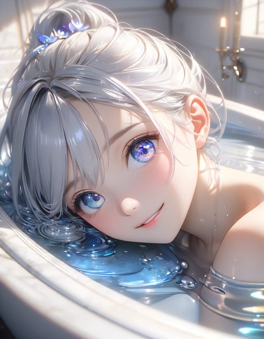 Absurd, Super detailedな,(In 8K:1.3),Masseter muscle area,(masterpiece:1.2)、(Highest quality)、4K、Super detailed、(Movement Structure:1.4)、(Shining Lights、Atmosphere lighting), High resolution, Best Quality、(One girl:1.4),Super detailedな,Bright colors、Treebreak Production Art、(Warm color light source:1.2),High-level image quality、Fine image quality、Intricate details,Volumetric Lighting,Realism BREAK、Profile、 Idol face、15 years old、Very beautiful face and eyes, Beautiful images、 natural make up、big eyes、 taking a bath (Baby Face:1.4)、(Big Tits:1.4)、(Breast bag:1.2), (glossy skin :1.5)、(Sweat:1.5), nsfw,(taking a bath:1.5), (bathroom:1.2) 、 (light blue hair,short hair、blunt bangs、wet hair:1.4)、 (Beautiful nipples)、(Delicate and detailed、naked)、 (orgasm face)、(White skin:1.4)