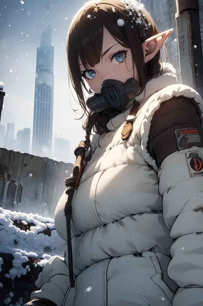 4K, Masterpiece, highres, absurdres,natural volumetric lighting and best shadows,highly detailed face, highly detailed facial features, cinematic shadows, cinematic lights, (((ultra detailed, 8k quality))), (((WINTER STALKER ATMOSPHERE))), horny smile, nice hands, perfect hands, nice lips, perfect lips, SOLLO, OUTDOOR, 

, (braless, Braless),


(masterpiece), best quality, abandoned, post-apoc, postapoc_character, postapoc_scenery, postapoc_vehicle, postapoc_raider,  ruined_cityscape, distant_character, wasteland, hazmat, detailed eyes, beautiful eyes,

(masterpiece), (((best quality, 4k, 1080p, HIGH DEFINITION, POST-APOCALYPTIC SITY, SNOW, INTENSE SNOW STORM, VERY INTENSE SNOWFALL, STRONG WIND, )))

ruined european city 

, ELF GIRL, ELF EARS

sunrise suit, without gas mask, STALKER SUIT 