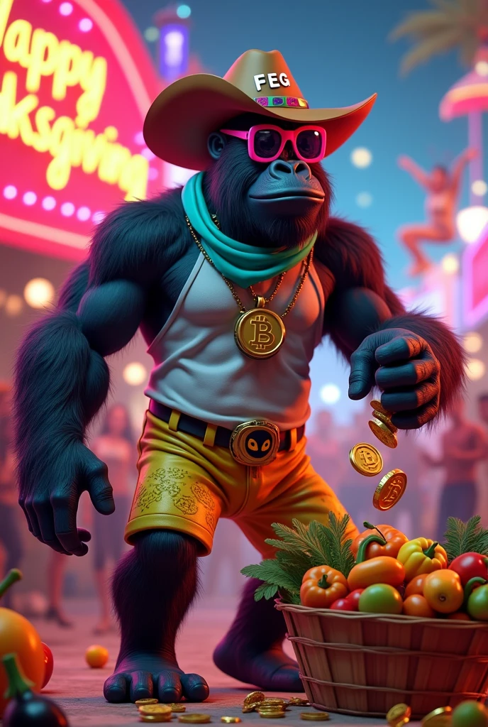 Purple Ape, with giant and large-caliber weapons, with beach clothes, with gold chains and diamond rings, smoking a joint, Inside the pool, with men