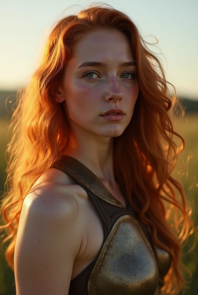 1girl in, age19, Solo, Aesthetic artwork, irish redhead, wavy ginger hair, shoulder length ginger hair, light grey eyes, some small freckles, pale skin, A-cup, small breasts, runners body, (textured skin, skin pores:1.1), (moles:0.8), imperfect skin, goosebumps, wearing Thor costume, Avengers costume Thor, Africa background, very background, (action shot, flying, 1.25), (extremely detailed 8k wallpaper), (hard lighting), high quality, film grain, Fujifilm XT3 sharp focus, f 5.6, 50mm, High Detail, Sharp focus, (natural light), crazy details, complex details, hyperdetailed
