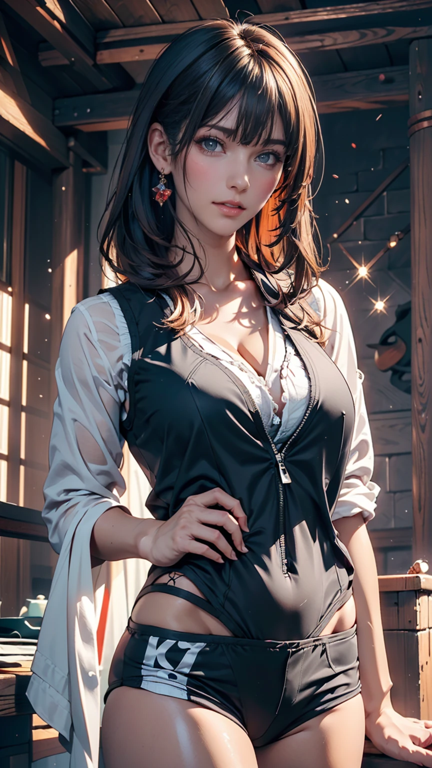 ((((Highest quality))))、(((Ultra-precision CG16K wallpaper)))、(((masterpiece)))、(((Super detailed)))、(((Extreme detail)))、((1Mature 29 year old woman:1.6))、((Very beautiful Japan face of a person))、((Urizane Face:1.8))、((Ponytail Medium Hair、blunt bangs:1.8))、(Shiny Hair)、A delicately drawn beautiful face、Dark Eyes、double eyelid、High nose、Small nostrils、Small Mouth、Seductive lips、Beautiful breasts、((C cup size breasts))、Cleavage、Beautiful feet、eight-headed body、Perfect proportions、Perfect Anatomy、Perfect composition、Beautiful detailed shading、Beautiful, natural lighting、Beautiful detail glow、Depth of written boundary、(((High chroma)))、(((Real:1.9)))、((vivid:1.5))、((Beautiful Skin))、((Skin Texture))、((Realな皮膚感))、(((Cowboy Shot:1.6)))、((front view、shoot from front、front low angle:1.6))、(((smile:1.6)))、((The woman is looking at this、looking at viewer:1.6))、Bright daylight、Natural light、(((Plain background:1.5)))、(Gravure idol pose:1.6)、(((Maid Cosplay Clothes:1.6)))、((necklace、Wearing earrings:1.5))、((Lace Stockings Clothed:1.3))、