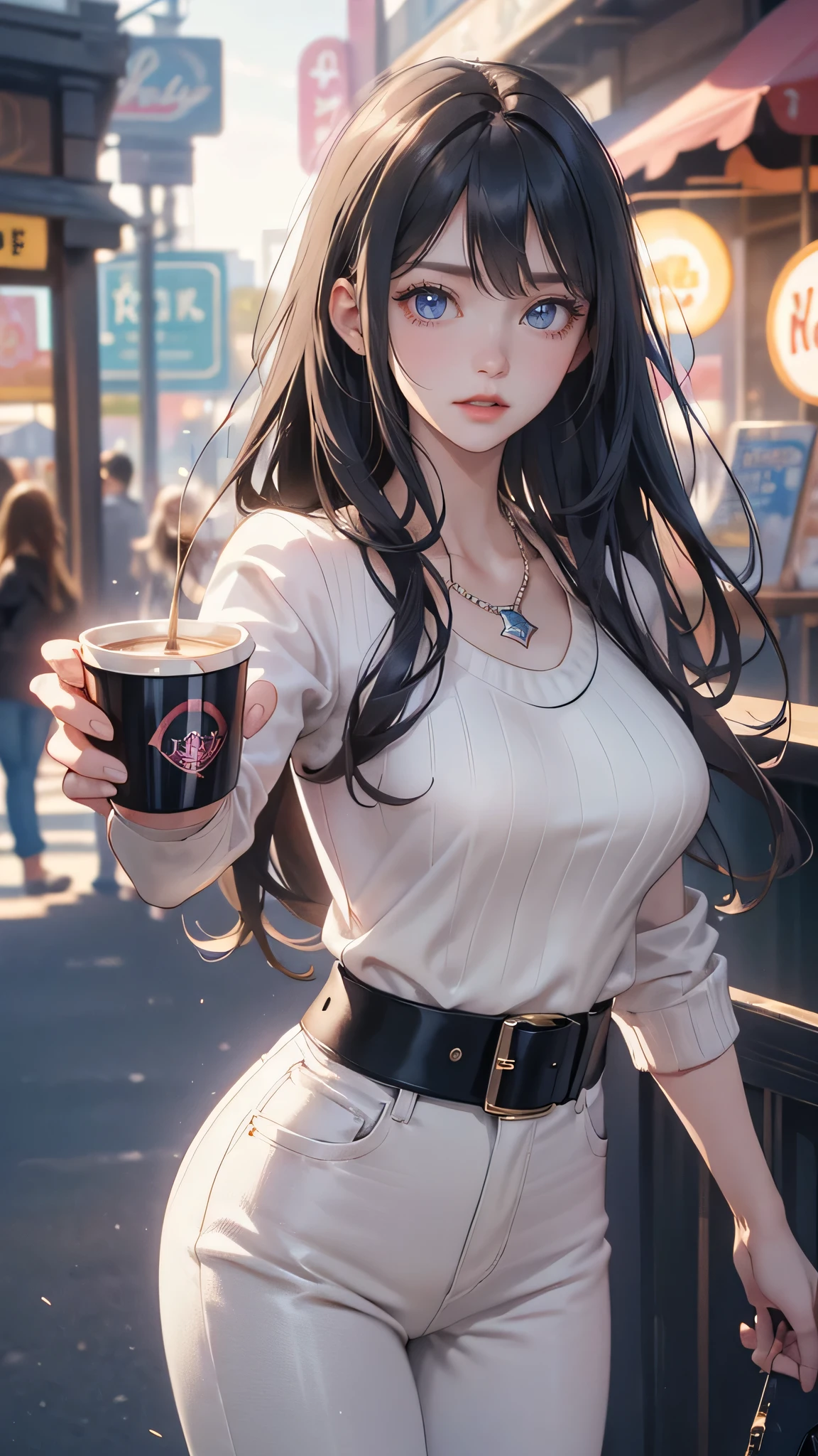 爆乳, Sexual turn, Long hair, black eyes, one-girl, Colors for girls, largeeyes, black hair