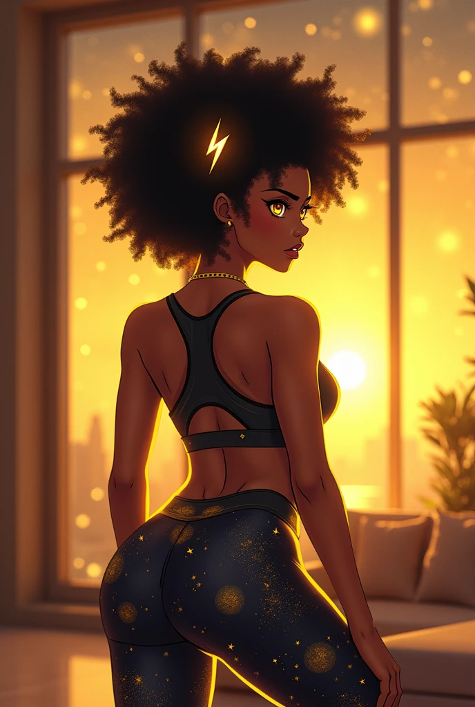 (Masterpiece, ultra-detailed, best quality, highre, ,(((( dark-skinned female))), 25-year-old, Mahagony-skinned, darkskin, , convexed hooked nose, statuesque oblong-shaped face,vivacious black irises, , tone hourglass physique, alluring,(( large breasts, large butt, heart hips, long, toned legs)), taut ,carnal, strong body,Black eyes ,jet black braid hair, prominent ((excited fighter overlooking a battle arena city with hands in her pockets, looking over her shoulder)), (fire-red ankle-length half skirt buckled at her navel, open at the front revealing earth-colored high-thigh shorts, A black and red stripped button crop top with a ribbon-length vest. Both trimmed with gold.) (brown and red Forearm bands, painted nails laced up flats} (hair in a top dragon braid held by an stone flame ornament.}BREAK (( flame, arena, fiery two tone background)), ((Beautiful detailed city, energetic and fast pace atmosphere )) , hyper-stylistic, 5k, 77 gigapixels, , ultra-detailed, unreal 5,2.5d, , ultra-HD} ,Connie Maheswaran,