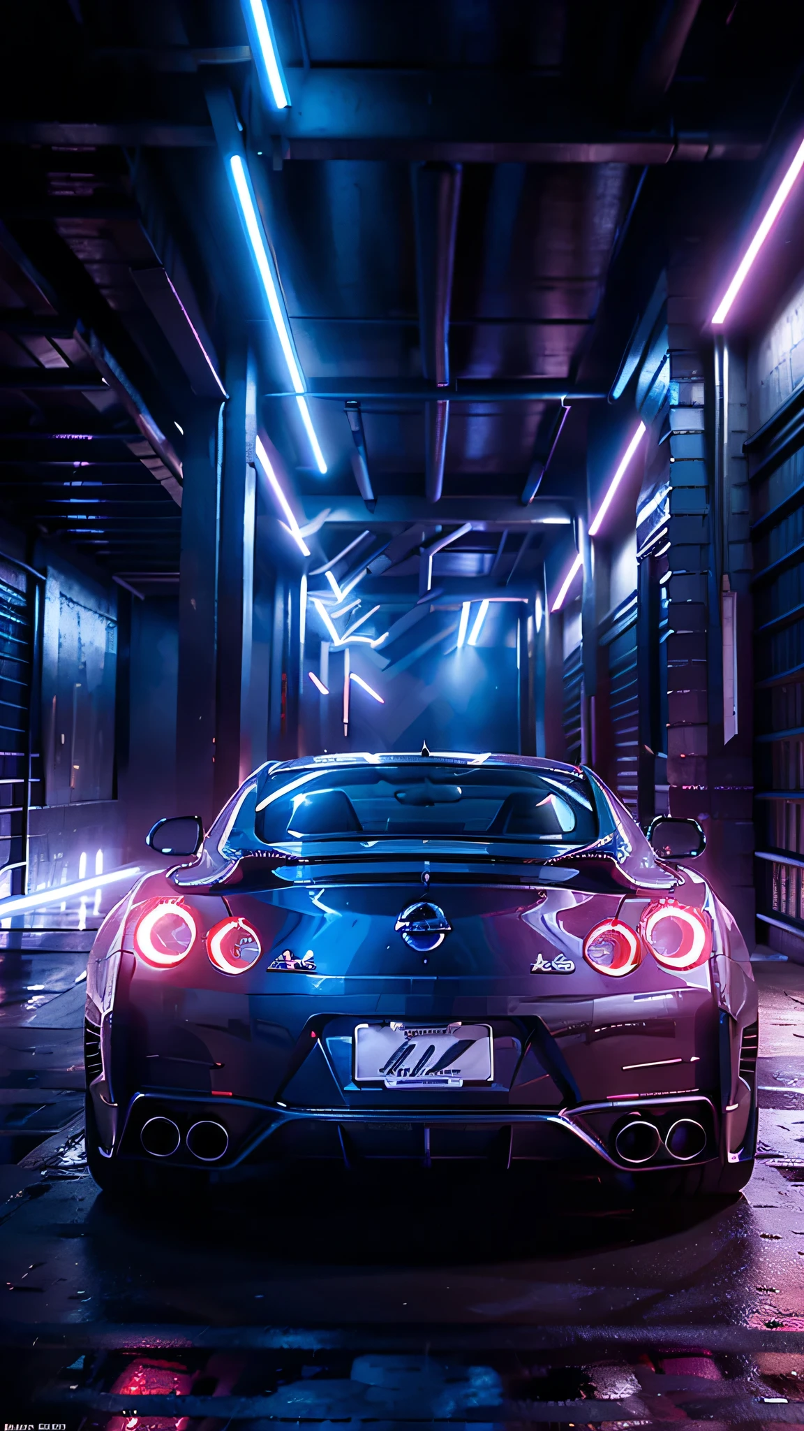 masterpiece, best quality, official art , extremely detailed 8K CG unit wallpaper, Illustration, Cyberpunk City full of Neonser , Night, in the spring, cloudy, Heaven, beautiful detailed sky, Light, official art , Extremely detailed 8K unit wallpaper, Illustration, Night, in the spring, cloudy, Heaven, beautiful detailed sky, Light, 1 Auto, (Auto: 1), Motor vehicle, Land vehicle, Sports car, Nissan, GTR, red car, Horizon line R34, Vehicle focus, road, Need for speed, move, Nass,