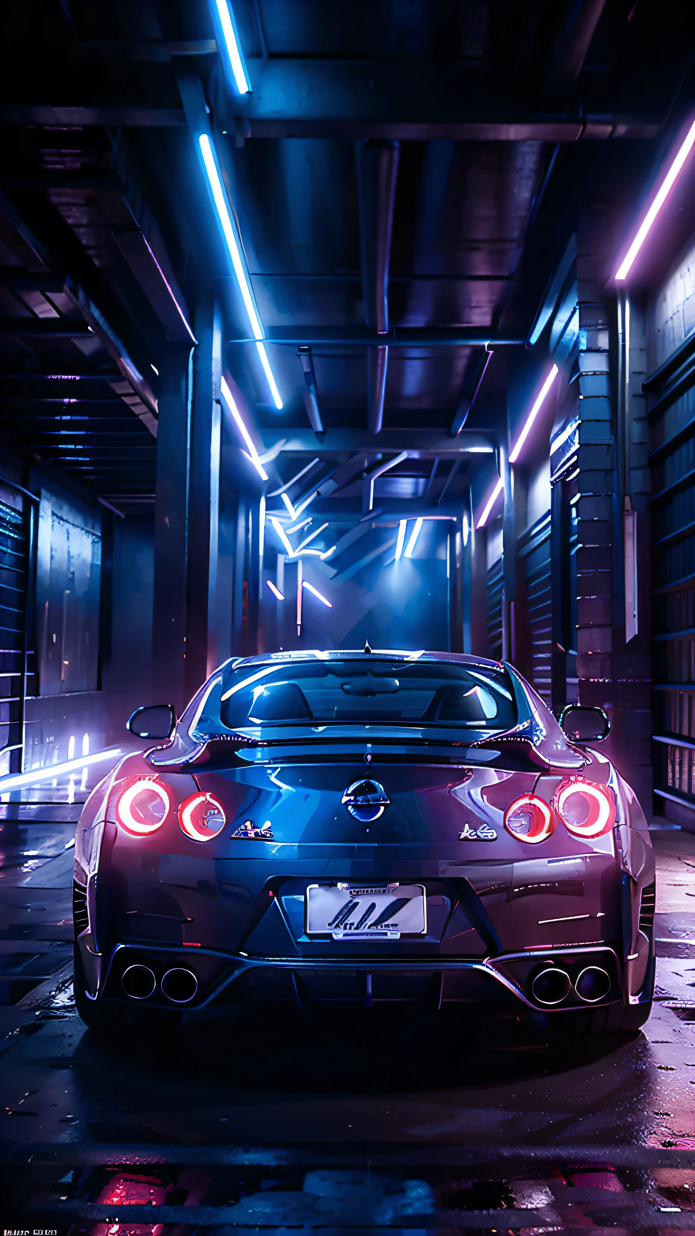 masterpiece, best quality, official art , extremely detailed 8K CG unit wallpaper, Illustration, Cyberpunk City full of Neonser , Night, in the spring, cloudy, Heaven, beautiful detailed sky, Light, official art , Extremely detailed 8K unit wallpaper, Illustration, Night, in the spring, cloudy, Heaven, beautiful detailed sky, Light, 1 Auto, (Auto: 1), Motor vehicle, Land vehicle, Sports car, Nissan, GTR, red car, Horizon line R34, Vehicle focus, road, Need for speed, move, Nass,