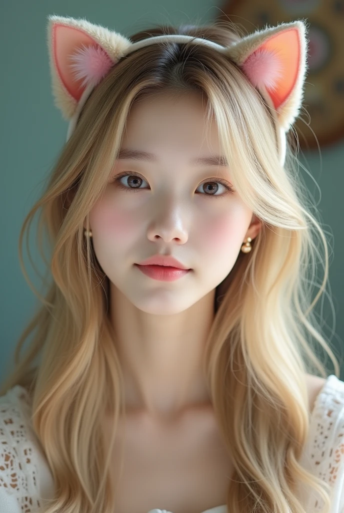 araffe chica with long blonde hair and a blanco teddy bear, japanese gyaru portrait, very beautiful cute gatochica, ultrarealistic sweet bunny chica, ulzzang, orejas de zorro esponjosas, kemonomimi, blanco gato chica, sakimichan, bella delfina, blanco ( gato ) chica, con orejas de conejo, with long, floppy rabbit ears