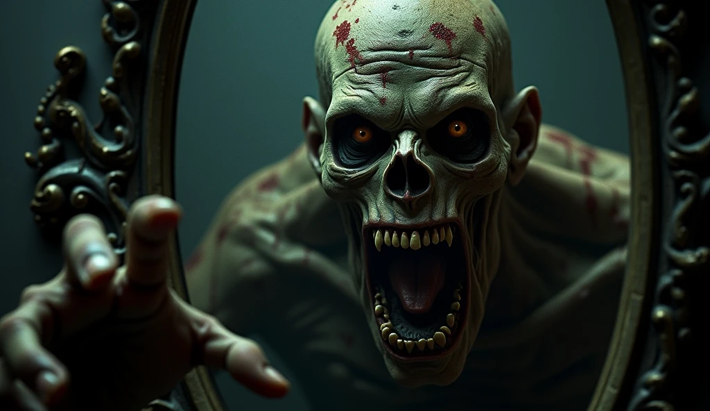 Photorealistic, a zombie man, scary, horror