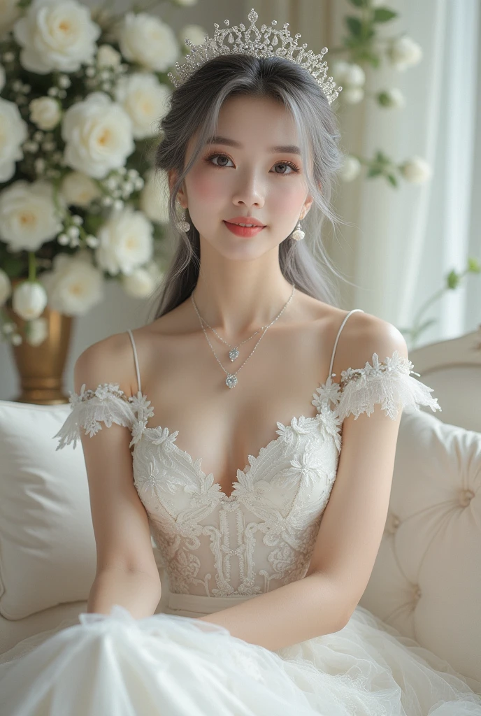 Hyper realistic, Beautiful, cute Face, 30 Years old russian lolita wife Girl, wearing muslim hijab, Detailed mini longsleeves crochet short dress,off shoulder, open breast, (large) Rounded Breast, luxury necklace, White Skin, Smiling, kitchen Background, Bokeh Effect, Look at Viewer, Armpit, Perfect Eye, Perfect Hand, Perfect Finger, Bracelet, Ring, (large breast), ((adorable:1.2)), ((masterpiece:1.1)), ((bokeh:1.2)), (sexy seducing pose),