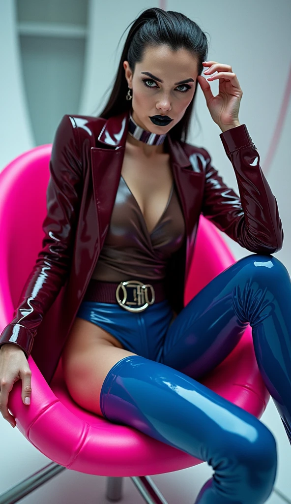 The best picture,The most realistic,4K clarity,zendaya,red lips, glasses, leather nun outfit,bedroom