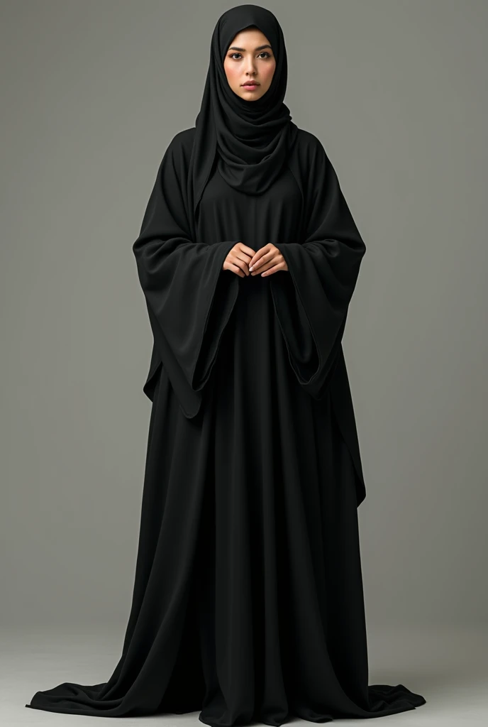 Arab muslim hijabi  woman wearing a tight black abaya 