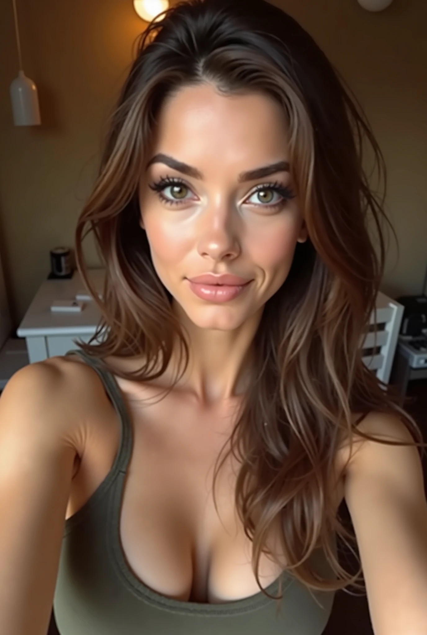 Face photo of a sexy brunette woman