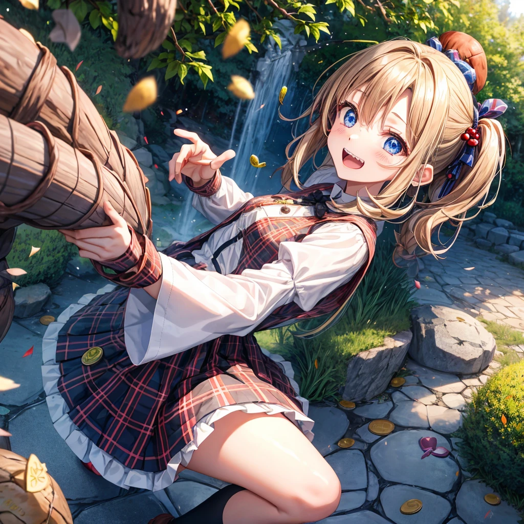 blonde, {{{Half Twin Tail:1.3}}}、shirt, blush, white shirt, hair ornaments, Manicure, Plaid skirt, Pleated skirt,
,Pay attention to the panties,
Looking down,View your audience,Panties as a gift,Tabletop, Highest quality, Perfect Skin, Detailed skin texture, Super detailed, 8K, Intricate details, Beautifully detailed face,High resolution,
Looking down at the viewer, masterpiece, (Panties are stained with pee)、(Pussy、Love Juice)、(body odor),perfect hands