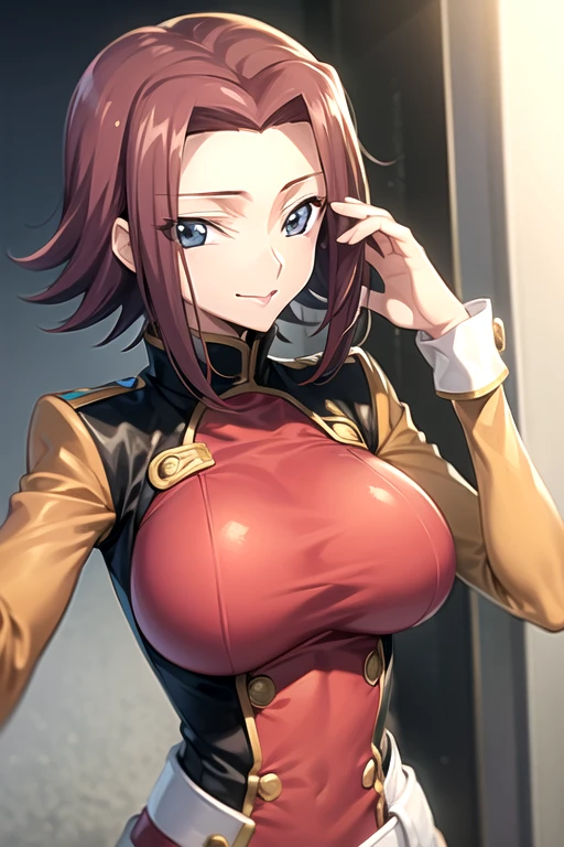 Karen from Code Geass, standing, Big Breasts, nsfw,short hair, sticks out his tongue , smile, best quality ,