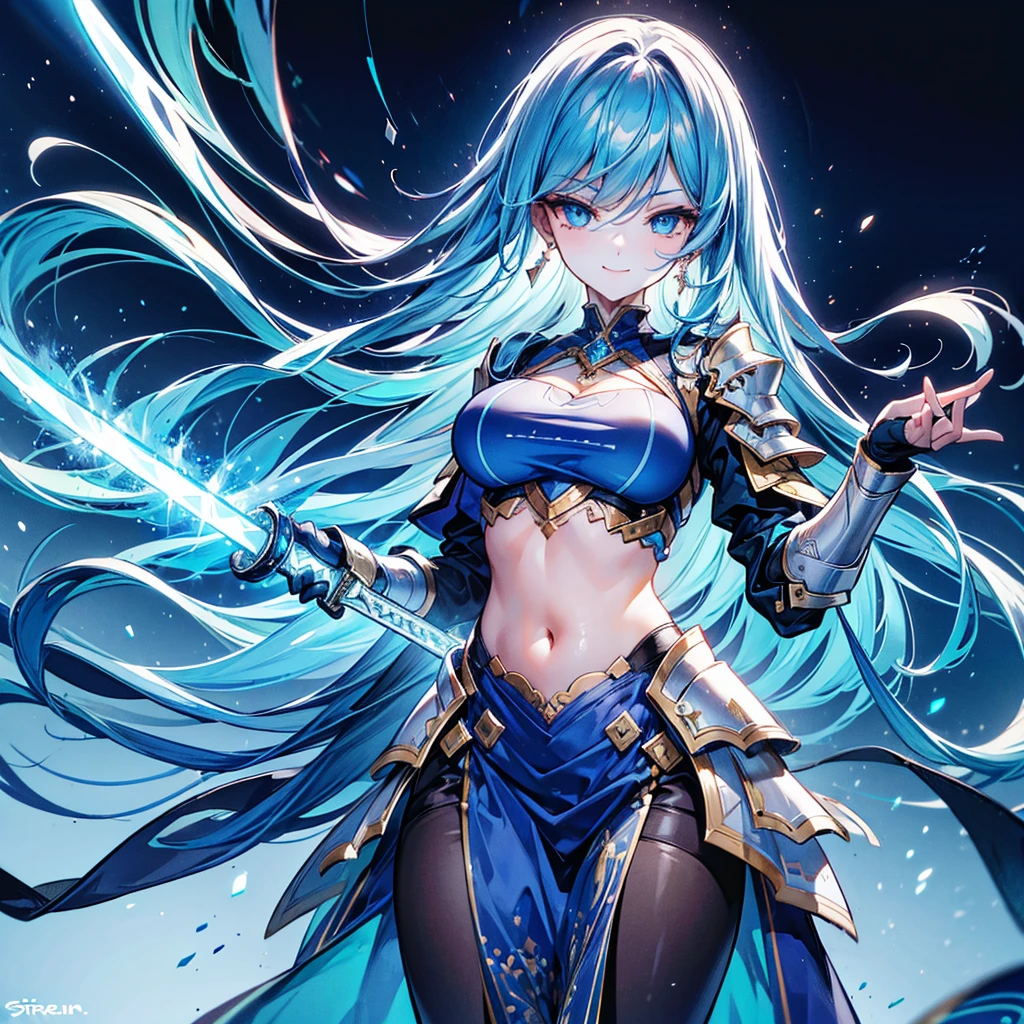 Anime girl with blue hair and a sword in hand, Anime drawn by Yang J, pixiv contest winner, fantasy art, Ayaka Genshin&#39;s effects, beautiful heavenly mage, portrait Knight of the Zodiac, A very detailed RTM pathogen., Knight of the Zodiac, anime goddess, Keqing from Genshin Impact, Ayaka game Genshin Impact, Genshin Impact Characters