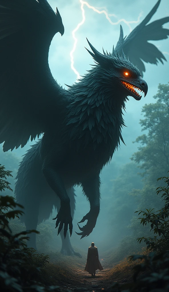 high quality 8k resolution, detailed and haunting, best quality, masterpiece, photorealistic, ultra-detailed, winged horror flying