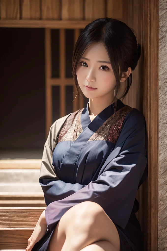 One young woman, Dressed in an old Japanese